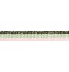 1513 оливковый-лен-св.розовый лента отделочная 28мм