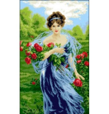 А-018 Дама с розами 44х68 см