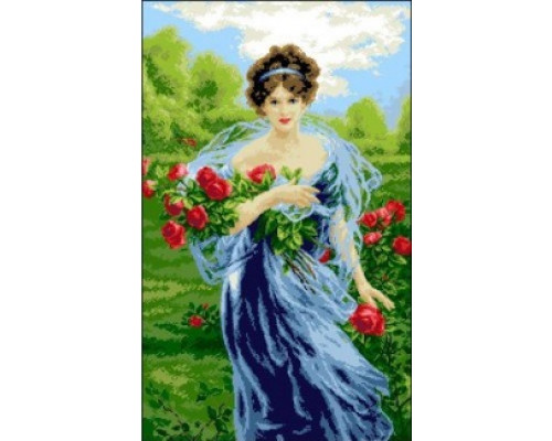 А-018 Дама с розами 44х68 см