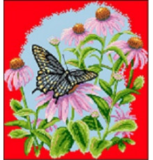 Ц-009 Цветы и бабочка 29х33 см