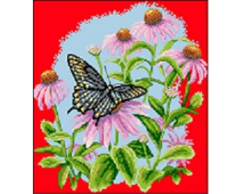 Ц-009 Цветы и бабочка 29х33 см