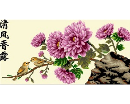 Ц-037 Цветы и птички 30х56 см