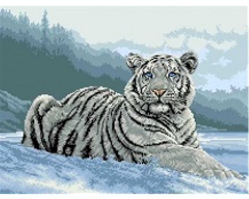 Ф-048 Белый тигр на снегу 34х46 см