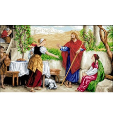 И-022 Иисус, Марта и Мария 44х67 см (канва №16)