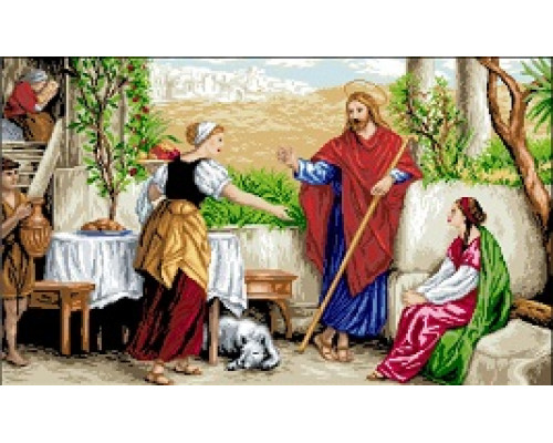 И-022 Иисус, Марта и Мария 44х67 см (канва №16)