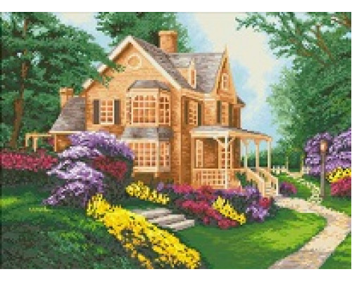 П-049 Дом в цветущем саду 42х56 см