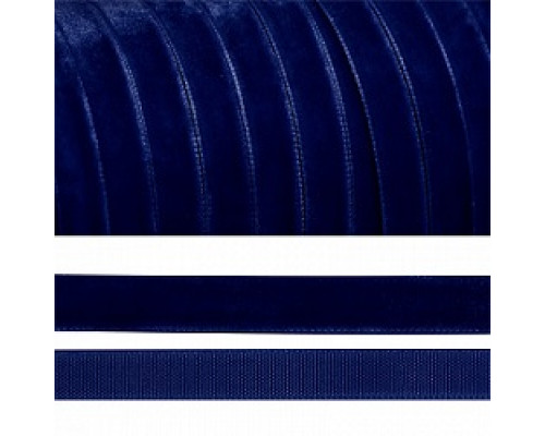 1052 тем.синий лента бархатная 10мм-20м