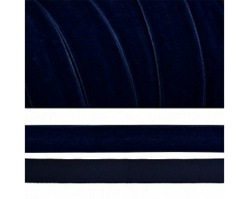 2054 тем.синий лента бархатная 20мм-20м